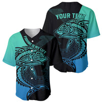 Personalised Polynesia Fishing Baseball Jersey With Maori Hei Matau Fish Hook Turquoise Art LT9 - Polynesian Pride