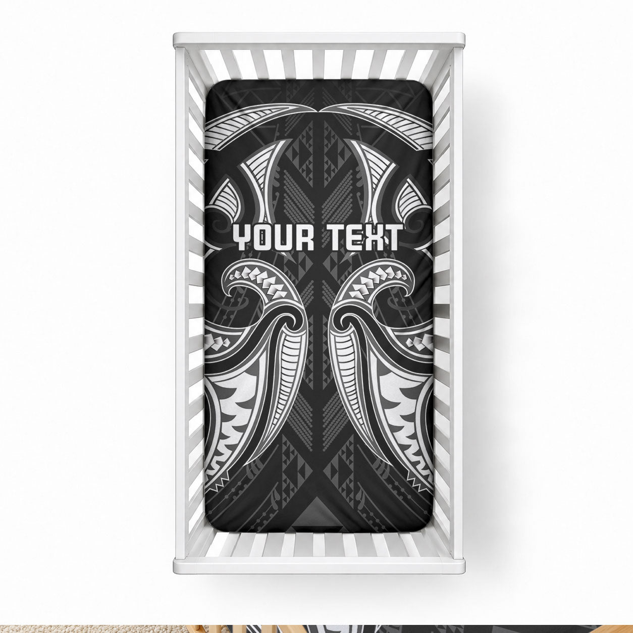 Maori Rugby Custom Ngaru Mangopare Baby Bed Cover Black Whetu Niho Taniwha Motif LT9 28 × 52 in Black - Polynesian Pride