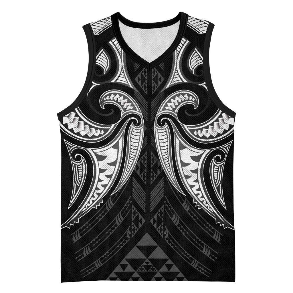 Maori Rugby Custom Ngaru Mangopare Basketball Jersey Black Whetu Niho Taniwha Motif LT9 Unisex Black - Polynesian Pride