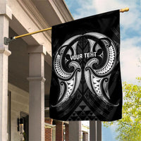 Maori Rugby Custom Ngaru Mangopare Garden Flag Black Whetu Niho Taniwha Motif LT9 House Flag Black - Polynesian Pride