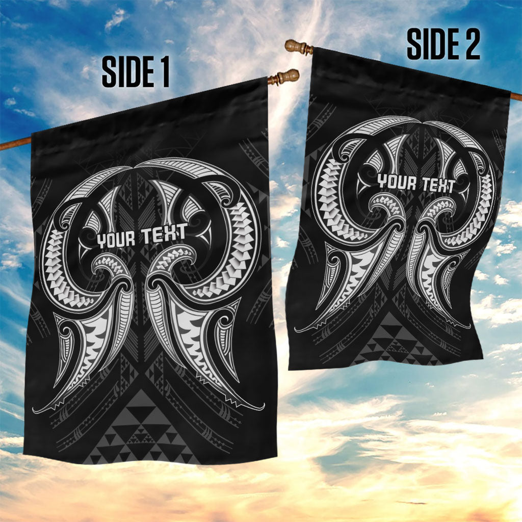 Maori Rugby Custom Ngaru Mangopare Garden Flag Black Whetu Niho Taniwha Motif LT9 - Polynesian Pride