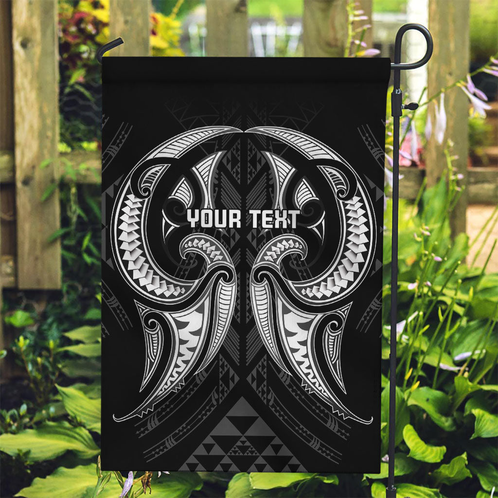 Maori Rugby Custom Ngaru Mangopare Garden Flag Black Whetu Niho Taniwha Motif LT9 Garden Flag Black - Polynesian Pride