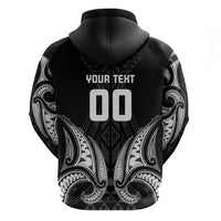 Maori Rugby Custom Ngaru Mangopare Hoodie Black Whetu Niho Taniwha Motif LT9 - Polynesian Pride