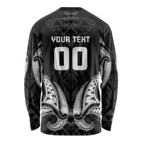 Maori Rugby Custom Ngaru Mangopare Long Sleeve Shirt Black Whetu Niho Taniwha Motif LT9 - Polynesian Pride