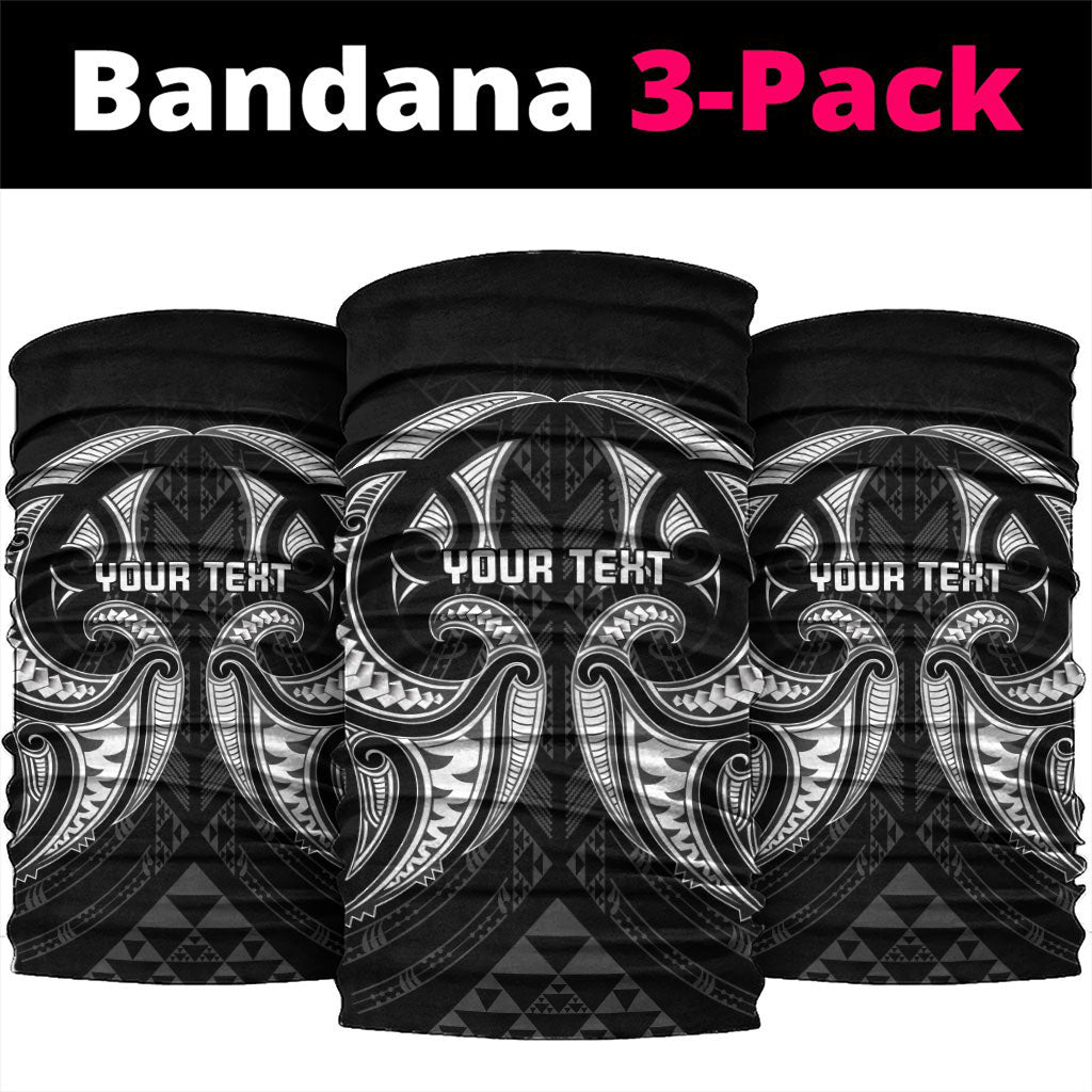 Maori Rugby Custom Ngaru Mangopare Neck Gaiter Black Whetu Niho Taniwha Motif LT9 package One Size: 25*50cm Black - Polynesian Pride