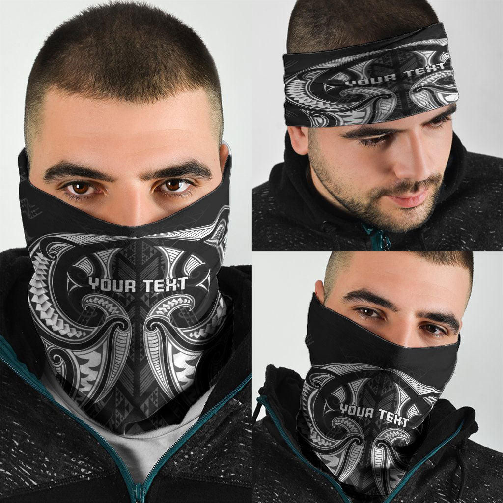Maori Rugby Custom Ngaru Mangopare Neck Gaiter Black Whetu Niho Taniwha Motif LT9 - Polynesian Pride