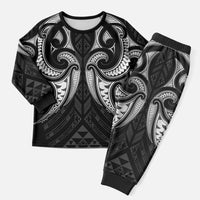 Maori Rugby Custom Ngaru Mangopare Christmas Pajama Set Black Whetu Niho Taniwha Motif LT9 Men Black - Polynesian Pride