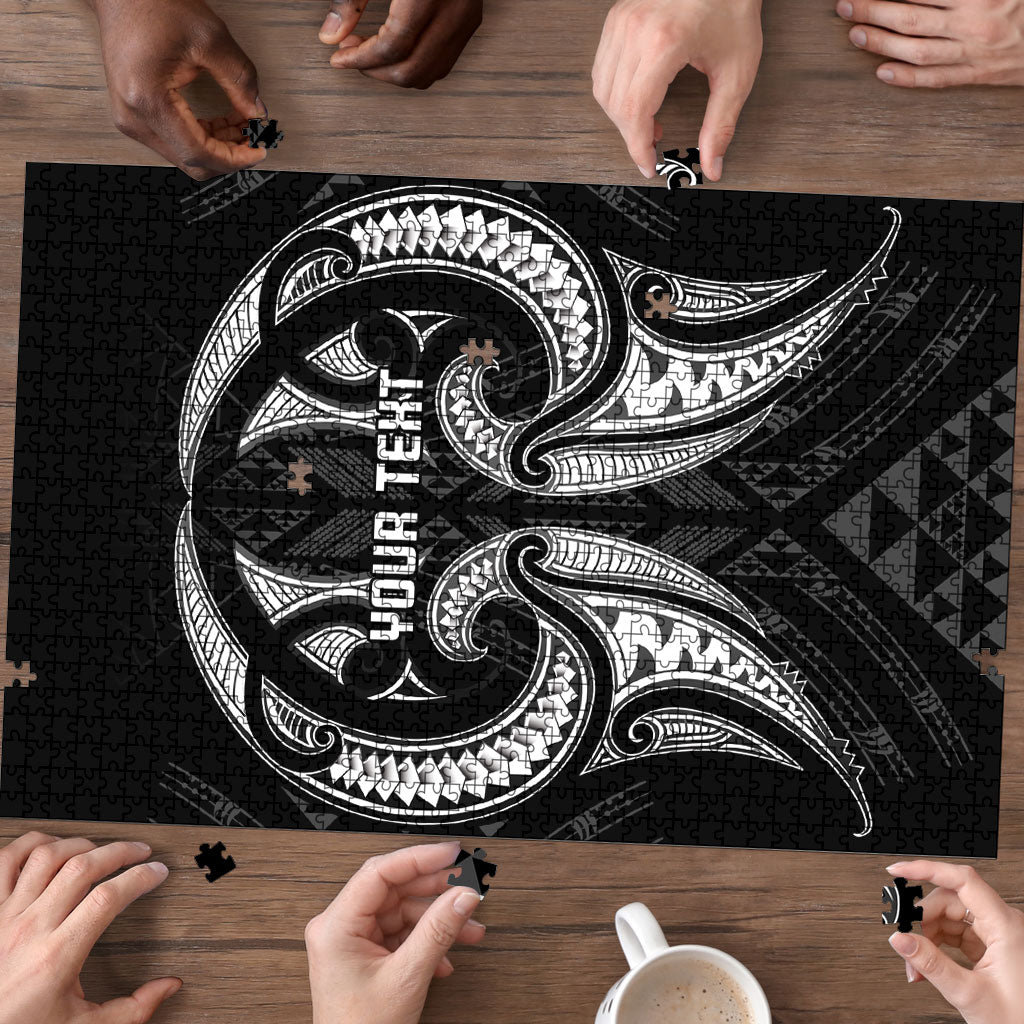 Maori Rugby Custom Ngaru Mangopare Puzzle Black Whetu Niho Taniwha Motif LT9 - Polynesian Pride