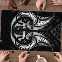 Maori Rugby Custom Ngaru Mangopare Puzzle Black Whetu Niho Taniwha Motif LT9 - Polynesian Pride