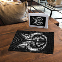 Maori Rugby Custom Ngaru Mangopare Puzzle Black Whetu Niho Taniwha Motif LT9 - Polynesian Pride