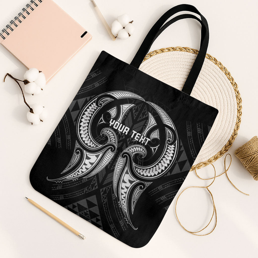 Maori Rugby Custom Ngaru Mangopare Tote Bag Black Whetu Niho Taniwha Motif LT9 Black Strap One Size Black - Polynesian Pride