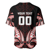 Maori Rugby Custom Ngaru Mangopare Baseball Jersey Black Red Whetu Niho Taniwha Motif LT9 - Polynesian Pride