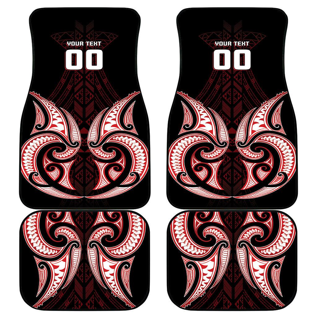 Maori Rugby Custom Ngaru Mangopare Car Mats Black Red Whetu Niho Taniwha Motif LT9 - Polynesian Pride