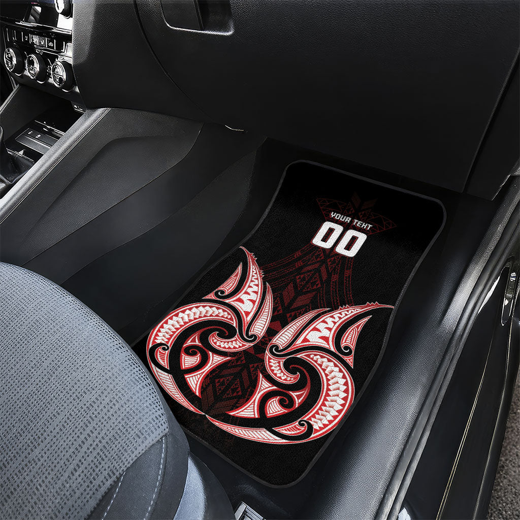 Maori Rugby Custom Ngaru Mangopare Car Mats Black Red Whetu Niho Taniwha Motif LT9 - Polynesian Pride
