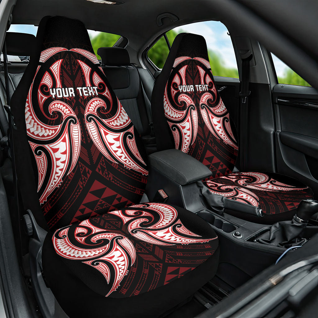 Maori Rugby Custom Ngaru Mangopare Car Seat Cover Black Red Whetu Niho Taniwha Motif LT9 One Size Red - Polynesian Pride
