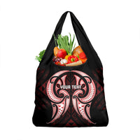 Maori Rugby Custom Ngaru Mangopare Grocery Bag Black Red Whetu Niho Taniwha Motif LT9 1-pack One Size Red - Polynesian Pride