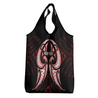Maori Rugby Custom Ngaru Mangopare Grocery Bag Black Red Whetu Niho Taniwha Motif LT9 - Polynesian Pride