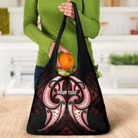 Maori Rugby Custom Ngaru Mangopare Grocery Bag Black Red Whetu Niho Taniwha Motif LT9 - Polynesian Pride