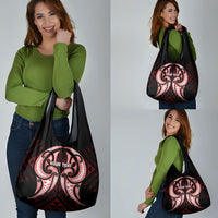 Maori Rugby Custom Ngaru Mangopare Grocery Bag Black Red Whetu Niho Taniwha Motif LT9 - Polynesian Pride