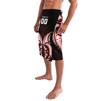 Maori Rugby Custom Ngaru Mangopare Lavalava Black Red Whetu Niho Taniwha Motif LT9 - Polynesian Pride