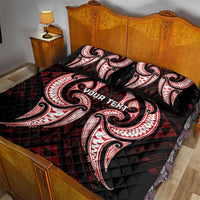 Maori Rugby Custom Ngaru Mangopare Quilt Bed Set Black Red Whetu Niho Taniwha Motif LT9 - Polynesian Pride