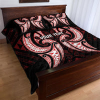 Maori Rugby Custom Ngaru Mangopare Quilt Bed Set Black Red Whetu Niho Taniwha Motif LT9 - Polynesian Pride
