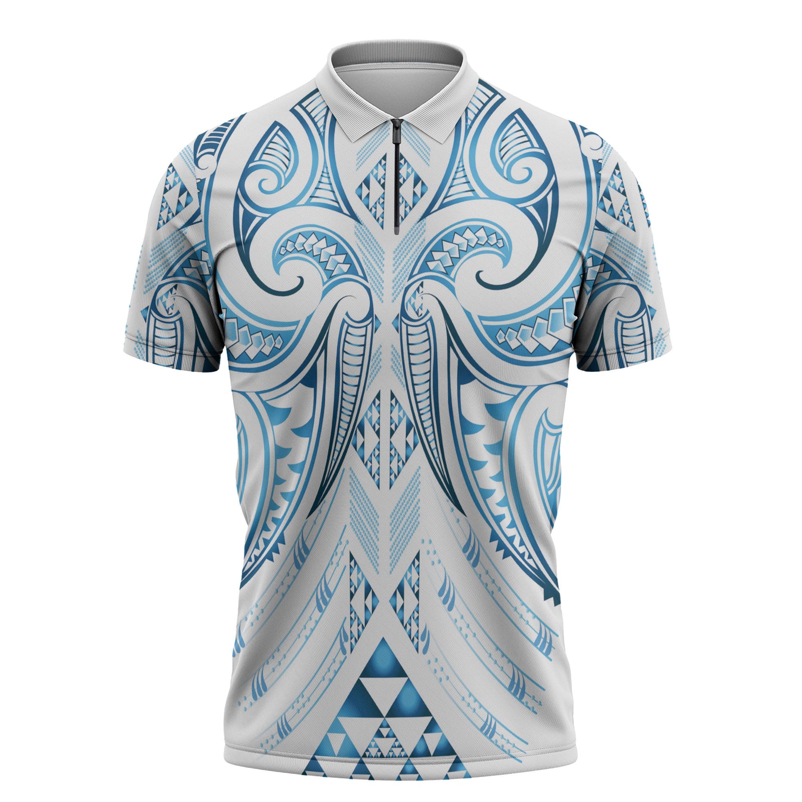 Maori Rugby Custom Ngaru Mangopare Zipper Polo Shirt Kahui Whetu Niho Taniwha Motif LT9 Galaxy - Polynesian Pride