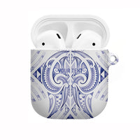 Maori Rugby Custom Ngaru Mangopare AirPods Case Kikorangi Niho Taniwha Motif LT9 Blue - Polynesian Pride