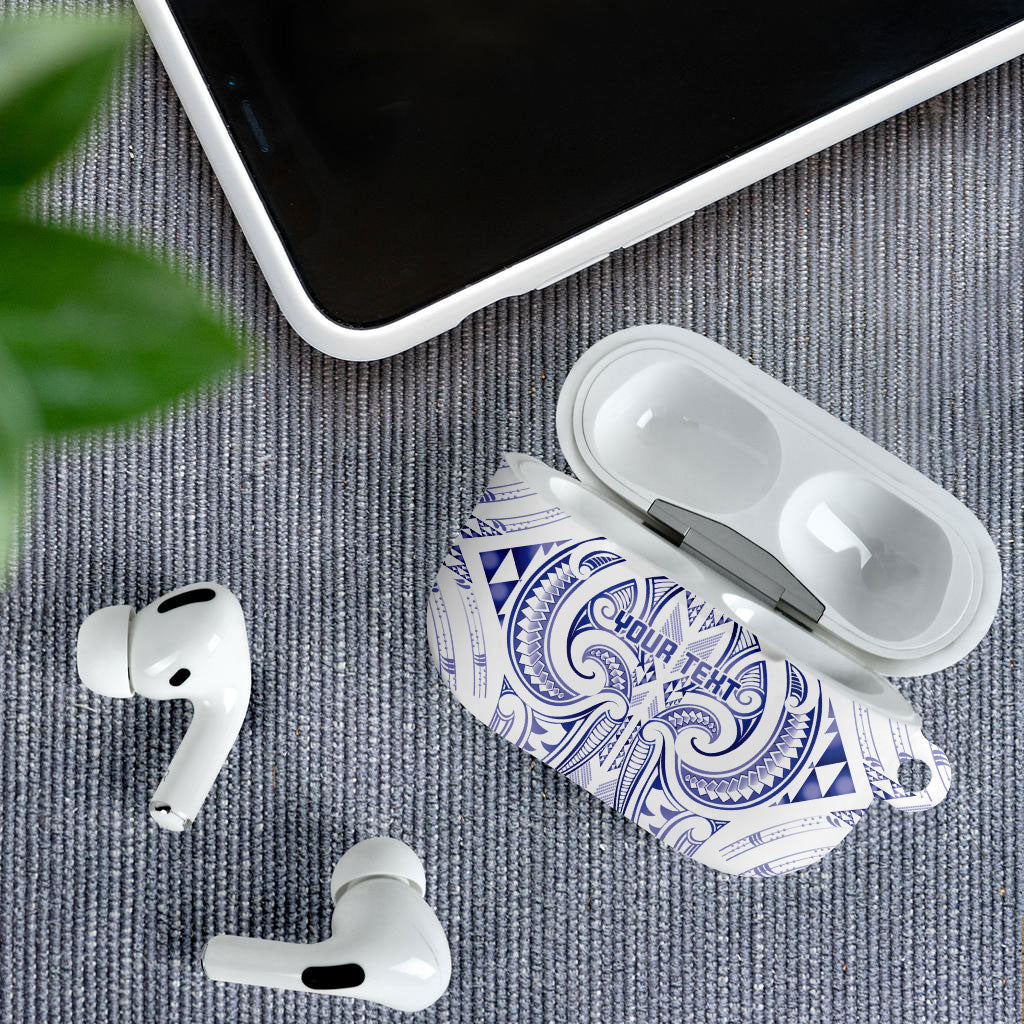 Maori Rugby Custom Ngaru Mangopare AirPods Case Kikorangi Niho Taniwha Motif LT9 - Polynesian Pride