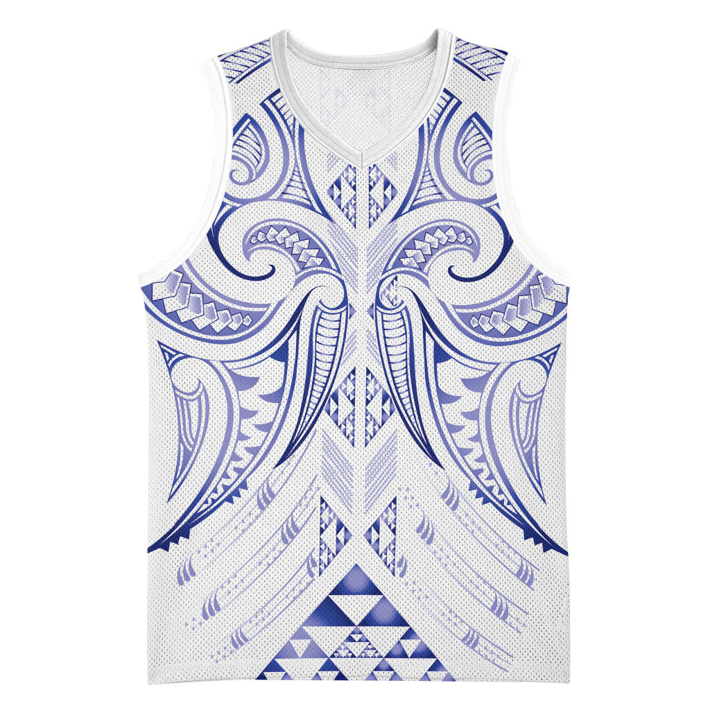Maori Rugby Custom Ngaru Mangopare Basketball Jersey Kikorangi Niho Taniwha Motif LT9 Unisex Blue - Polynesian Pride