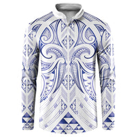 Maori Rugby Custom Ngaru Mangopare Button Sweatshirt Kikorangi Niho Taniwha Motif LT9 Blue - Polynesian Pride