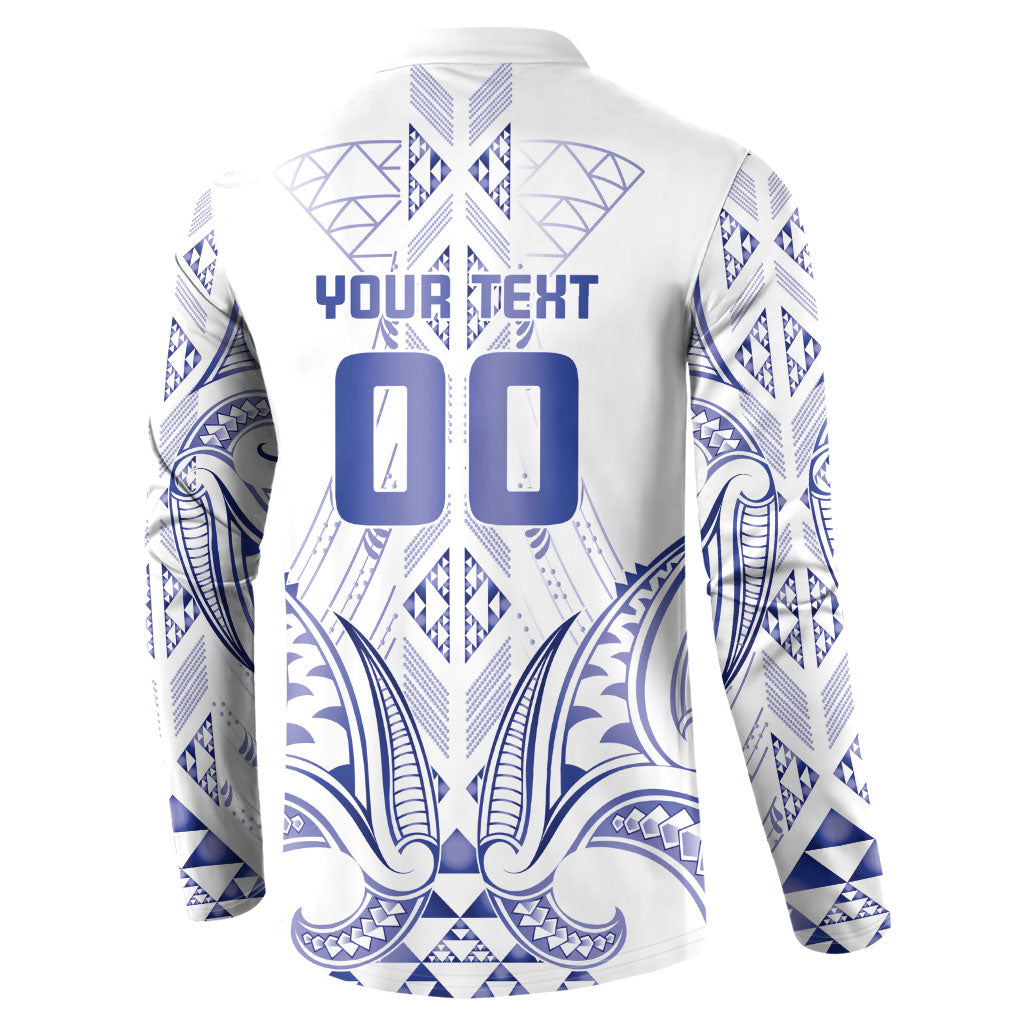 Maori Rugby Custom Ngaru Mangopare Button Sweatshirt Kikorangi Niho Taniwha Motif LT9 - Polynesian Pride