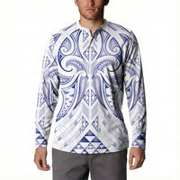 Maori Rugby Custom Ngaru Mangopare Button Sweatshirt Kikorangi Niho Taniwha Motif LT9 - Polynesian Pride