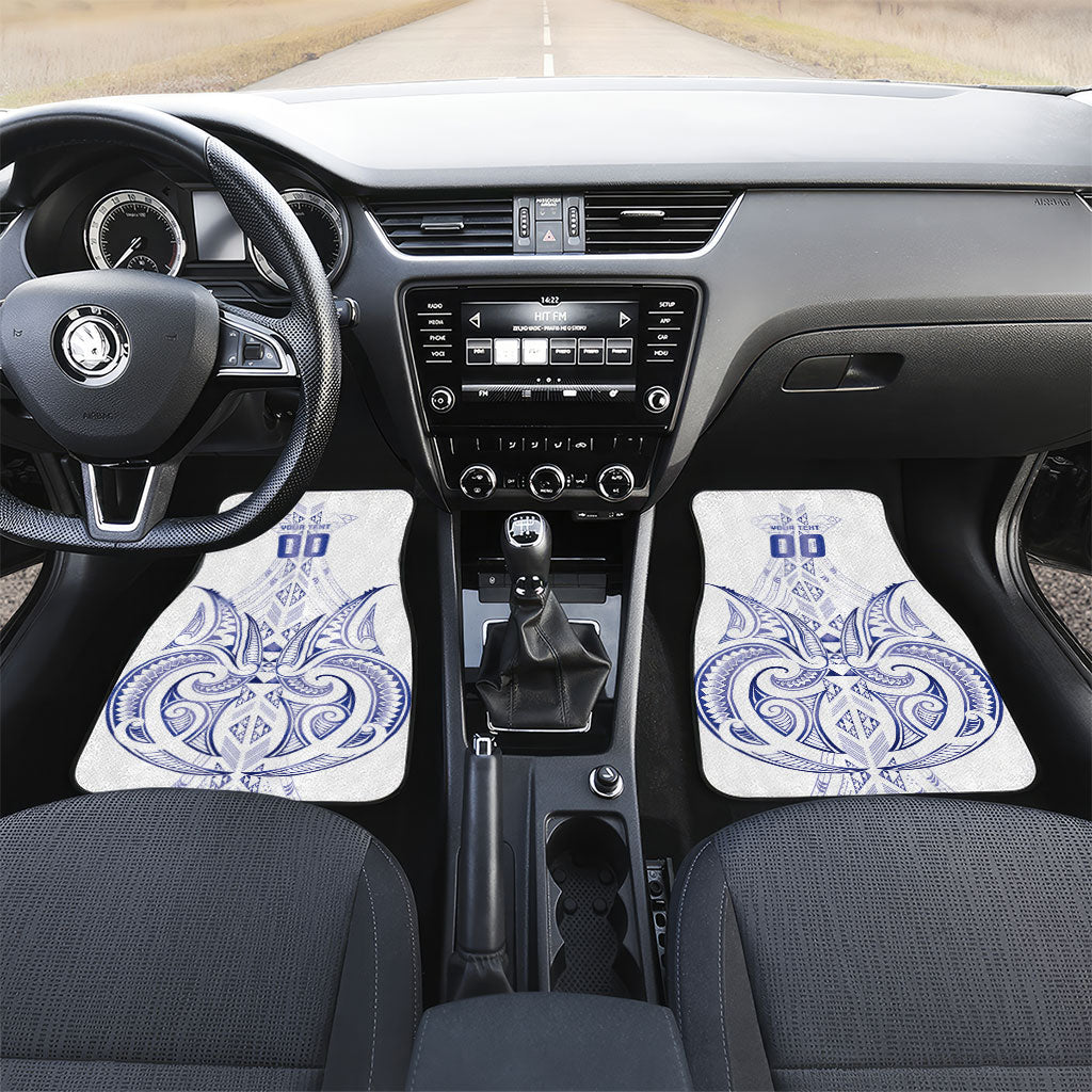 Maori Rugby Custom Ngaru Mangopare Car Mats Kikorangi Niho Taniwha Motif LT9 Set 2pcs - Front Blue - Polynesian Pride