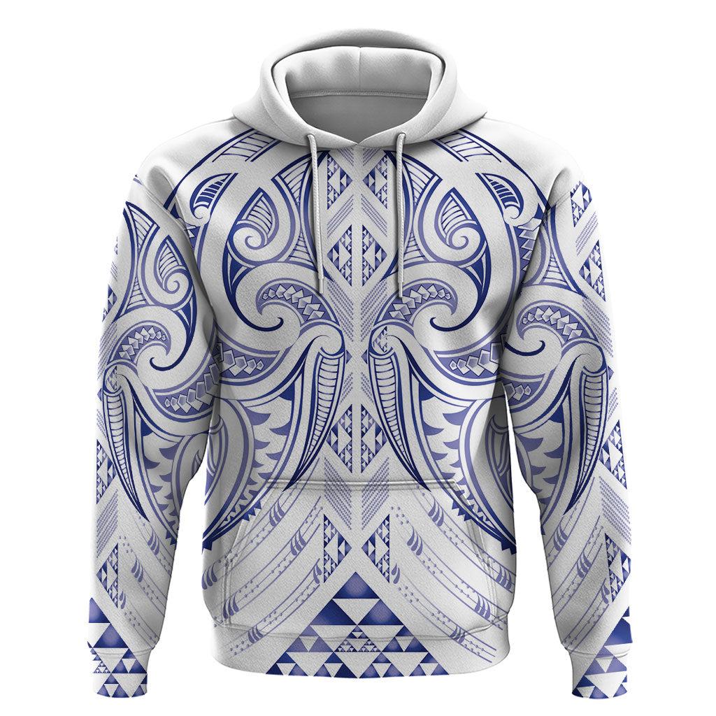 Maori Rugby Custom Ngaru Mangopare Hoodie Kikorangi Niho Taniwha Motif LT9 Pullover Hoodie Blue - Polynesian Pride