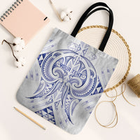Maori Rugby Custom Ngaru Mangopare Tote Bag Kikorangi Niho Taniwha Motif LT9 Black Strap One Size Blue - Polynesian Pride