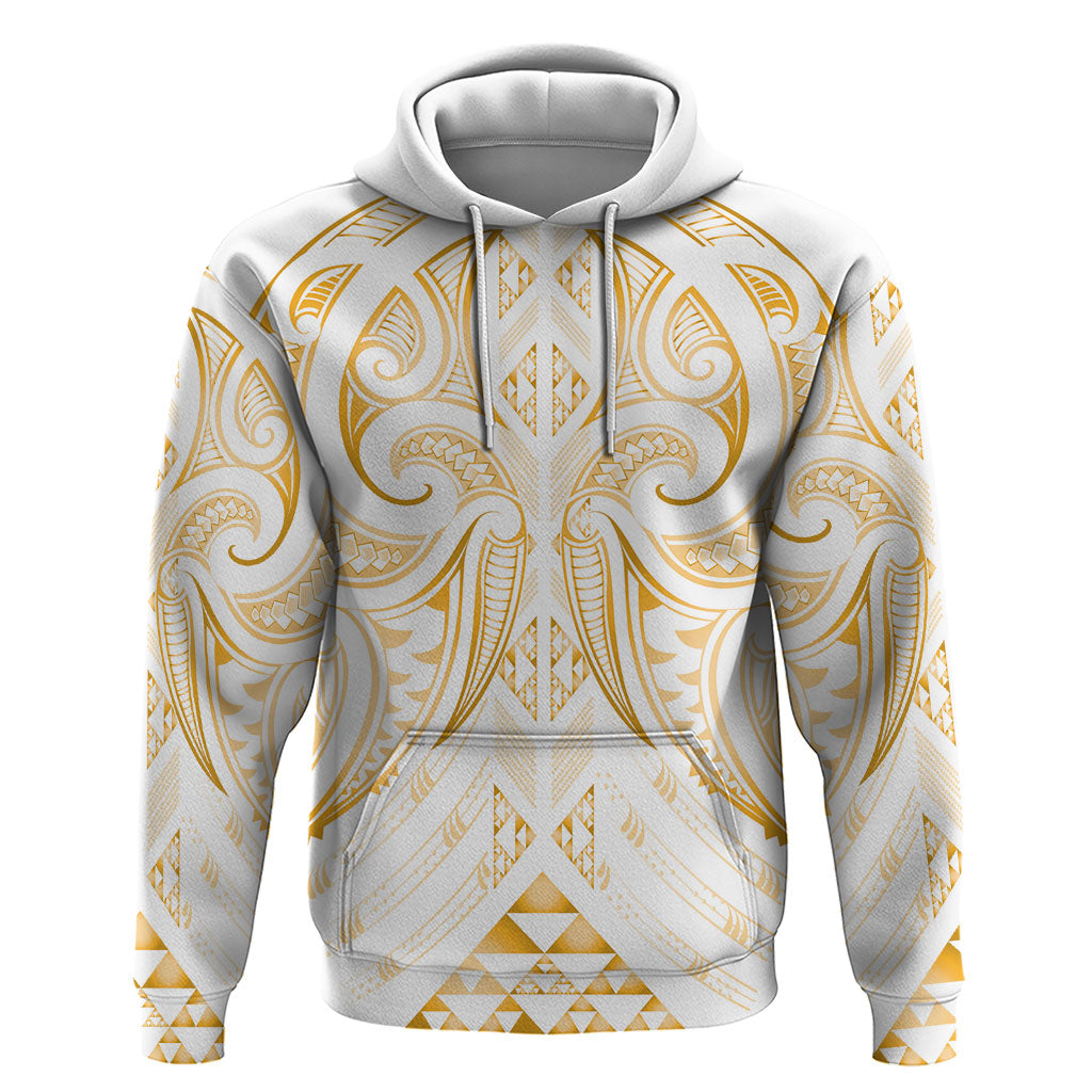 Maori Rugby Custom Ngaru Mangopare Hoodie Koura Niho Taniwha Motif LT9 Pullover Hoodie Gold - Polynesian Pride