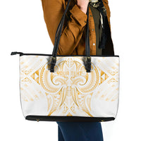 Maori Rugby Custom Ngaru Mangopare Leather Tote Bag Koura Niho Taniwha Motif LT9 - Polynesian Pride