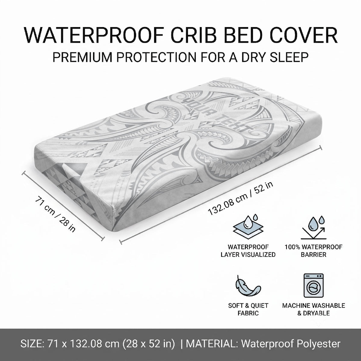 Maori Rugby Custom Ngaru Mangopare Baby Bed Cover Kiwikiwi Niho Taniwha Motif LT9 - Polynesian Pride