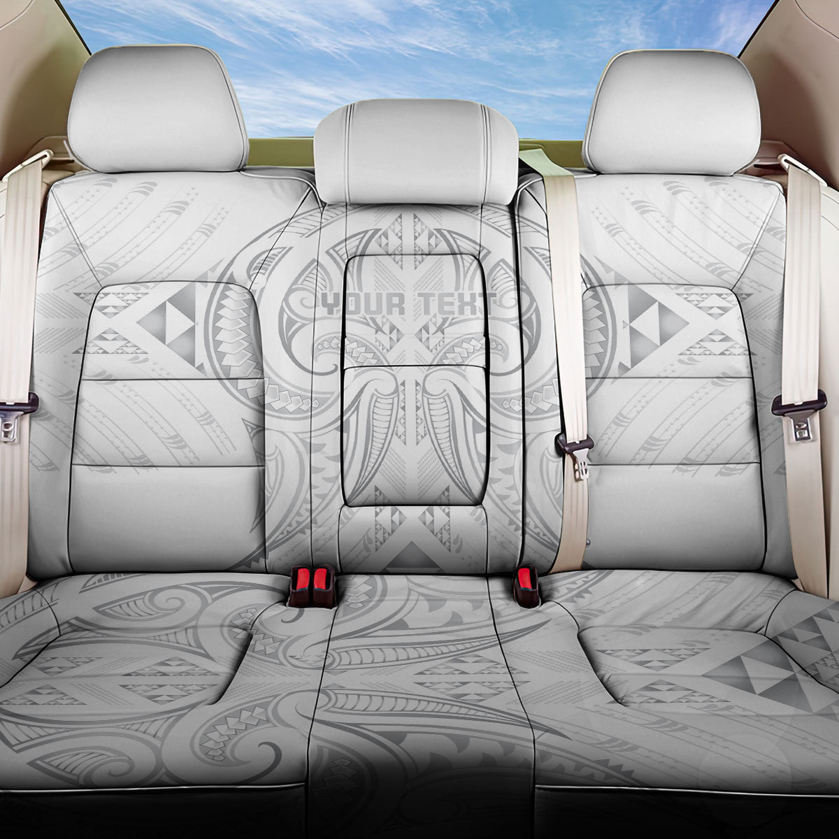 Maori Rugby Custom Ngaru Mangopare Back Car Seat Cover Kiwikiwi Niho Taniwha Motif LT9 One Size Grey - Polynesian Pride