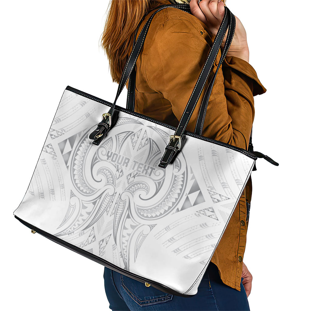 Maori Rugby Custom Ngaru Mangopare Leather Tote Bag Kiwikiwi Niho Taniwha Motif LT9 - Polynesian Pride