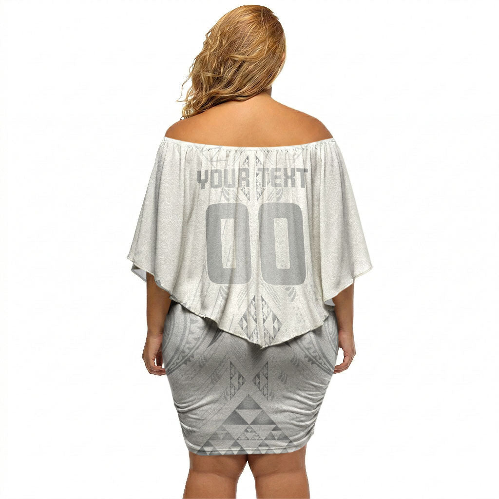 Maori Rugby Custom Ngaru Mangopare Off Shoulder Short Dress Kiwikiwi Niho Taniwha Motif LT9 - Polynesian Pride