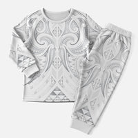 Maori Rugby Custom Ngaru Mangopare Christmas Pajama Set Kiwikiwi Niho Taniwha Motif LT9 Men Grey - Polynesian Pride