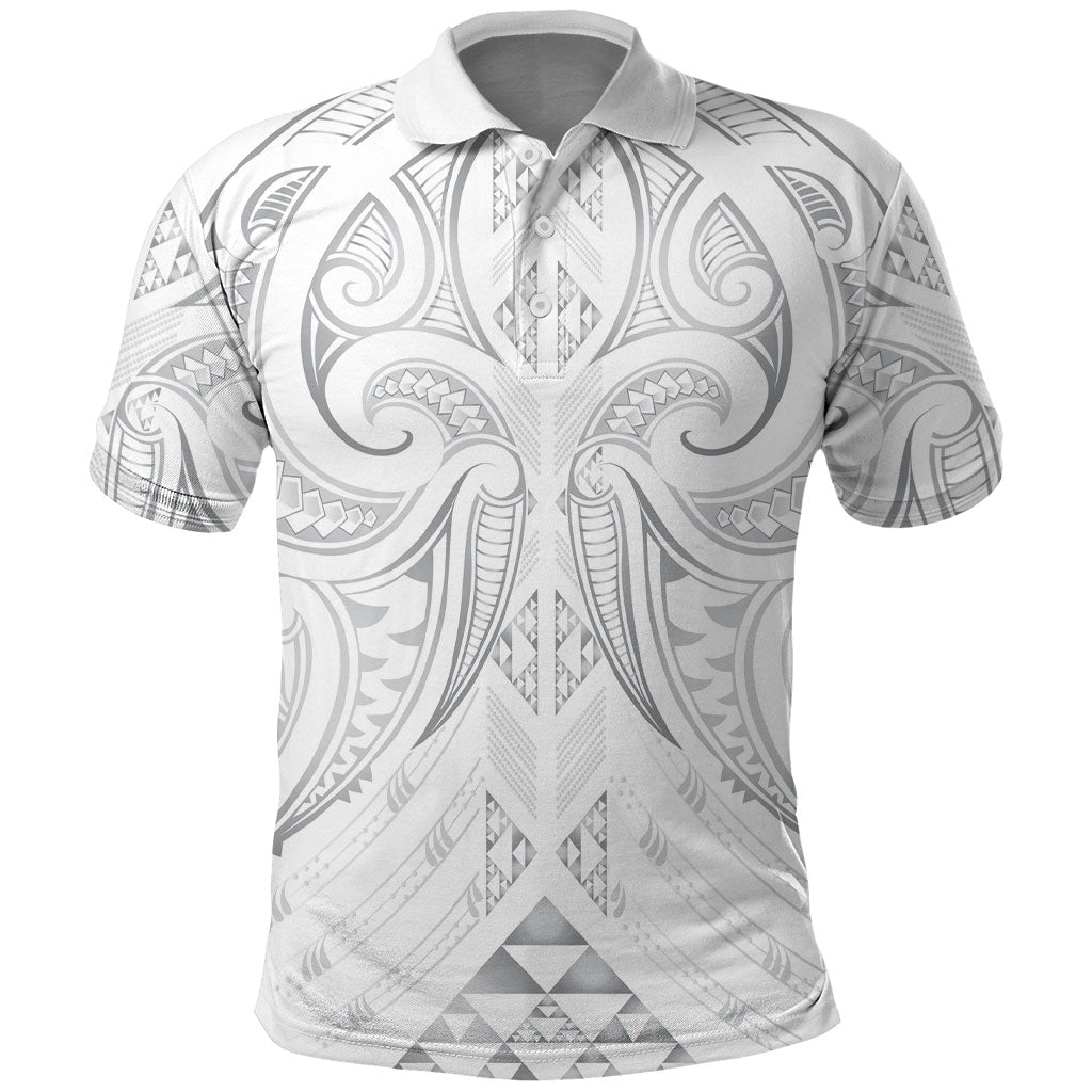 Maori Rugby Custom Ngaru Mangopare Polo Shirt Kiwikiwi Niho Taniwha Motif LT9 Grey - Polynesian Pride