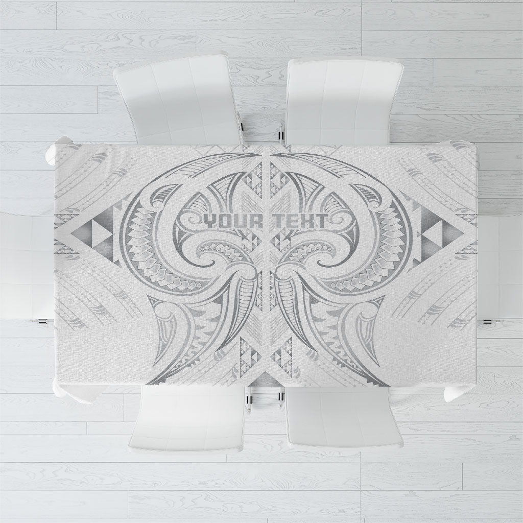 Maori Rugby Custom Ngaru Mangopare Tablecloth Kiwikiwi Niho Taniwha Motif LT9 Grey - Polynesian Pride