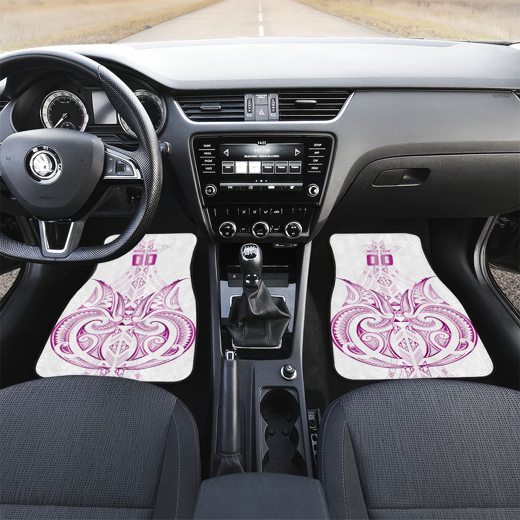 Maori Rugby Custom Ngaru Mangopare Car Mats Mawhero Niho Taniwha Motif LT9 Set 2pcs - Front Pink - Polynesian Pride