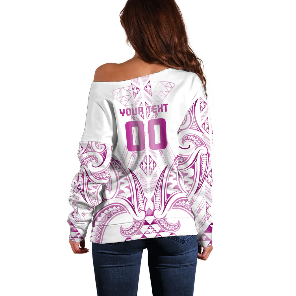 Maori Rugby Custom Ngaru Mangopare Off Shoulder Sweater Mawhero Niho Taniwha Motif LT9 - Polynesian Pride