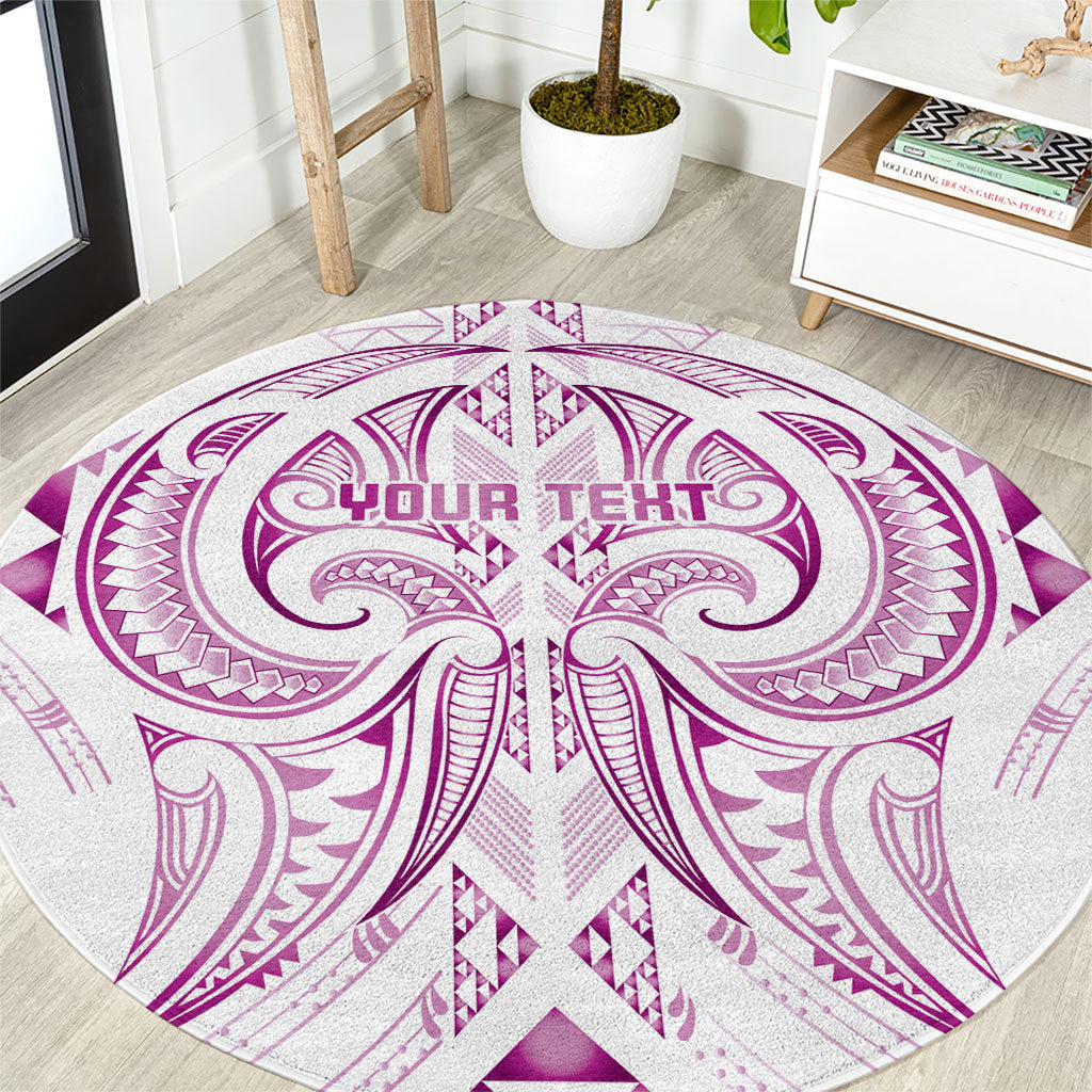 Maori Rugby Custom Ngaru Mangopare Round Carpet Mawhero Niho Taniwha Motif LT9 Pink - Polynesian Pride