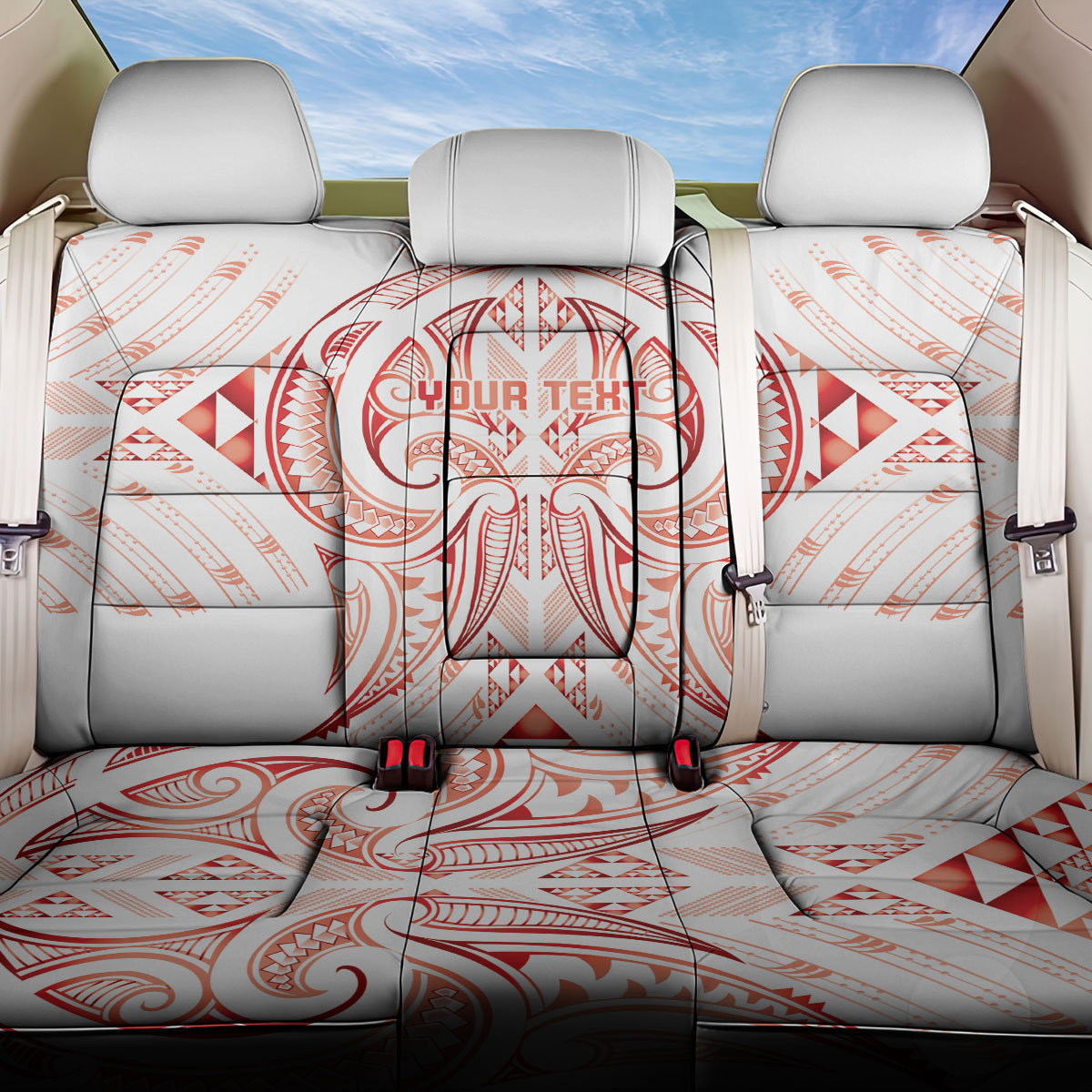 Maori Rugby Custom Ngaru Mangopare Back Car Seat Cover Whero Niho Taniwha Motif LT9 One Size Red - Polynesian Pride