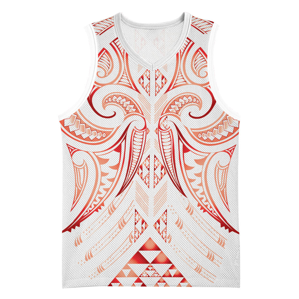 Maori Rugby Custom Ngaru Mangopare Basketball Jersey Whero Niho Taniwha Motif LT9 Unisex Red - Polynesian Pride